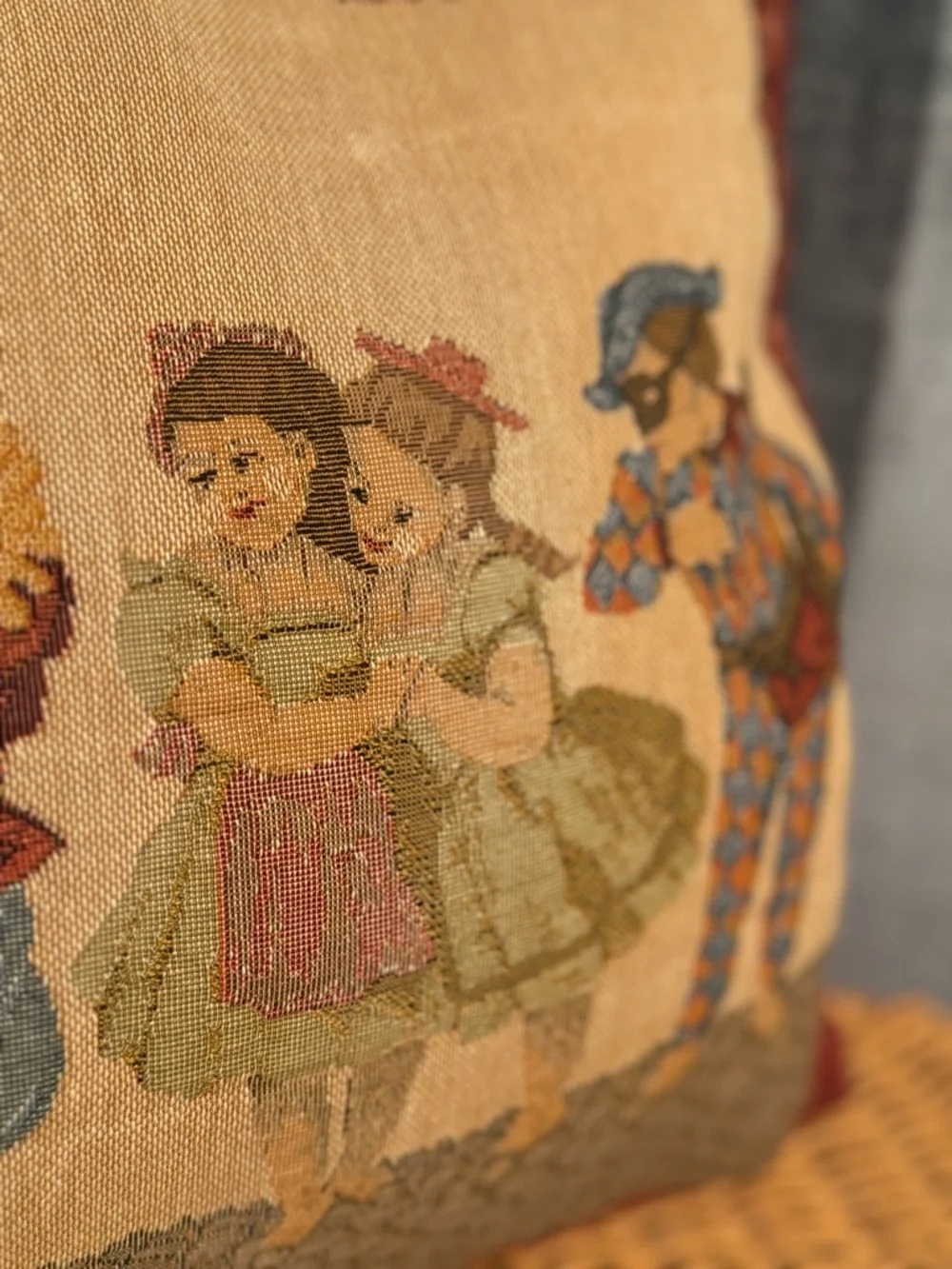 Vintage  Tapestry Square Throw Pillow 12”